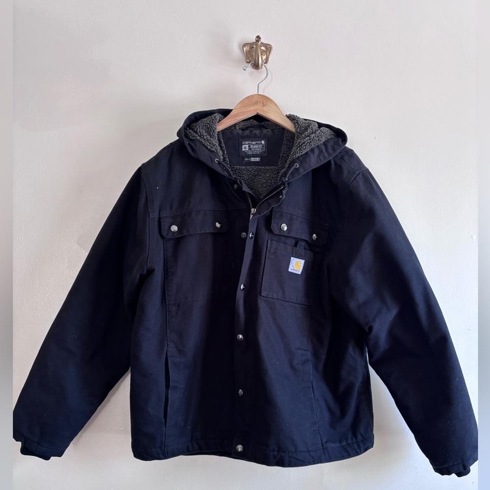 Carhartt Sherpa Lined Duck Jacket, Relaxed Fit Black XL